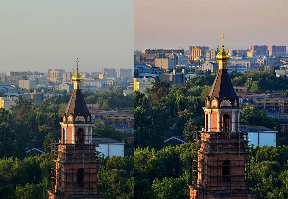 фоторетушь городского фото яркость фото на закате