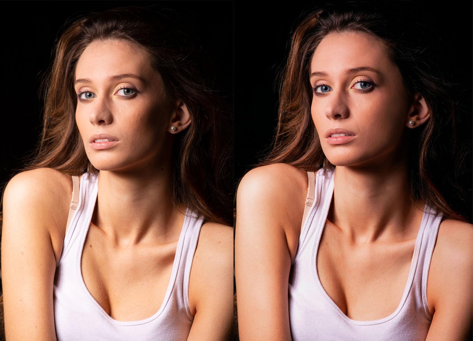 девушка в майке блики и тени в фотошоп